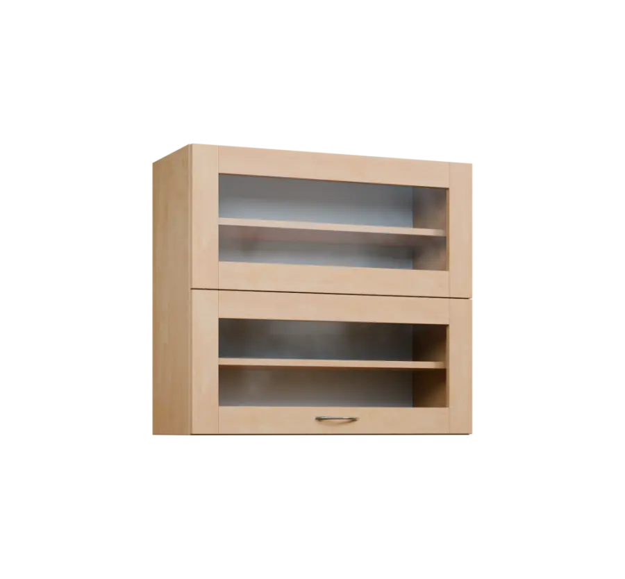 CHVVP - 8S horní skříňka, 2 výklopy, prosklená, 730x800x300, bříza světlá